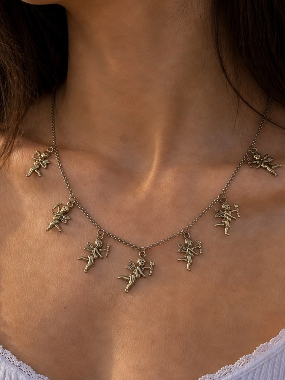 Brandy Melville Silver Cherub Necklace/Choker